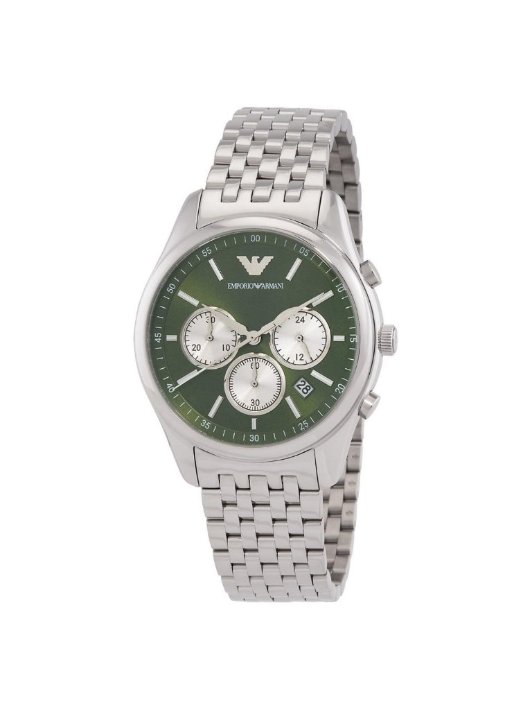 Nwt Emporio Armani Chronograph Quartz Diamond Green Dial Men's Watch